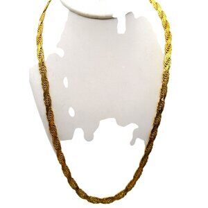 Vintage Gold Plated Flat Rope Chain Necklace